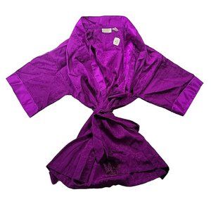 NEW - Victoria's Secret Gold Label Women's OS Purple Satin Robe Belted